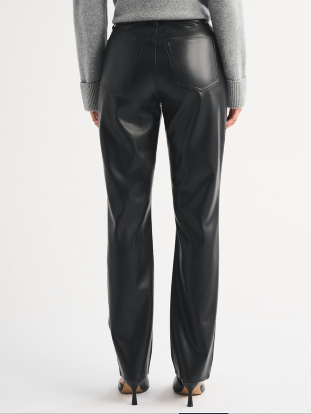 Abercrombie & Fitch Curve Love High Rise 90s Straight Vegan Leather Pants - Picture 4 of 10